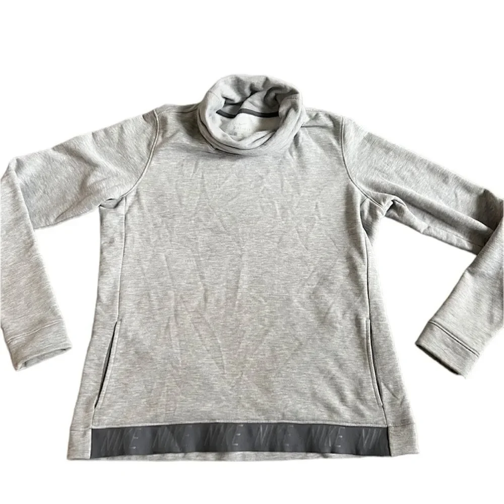 Nike Dry Cowl Funnel Neck Pullover Top Heather Gray Medium